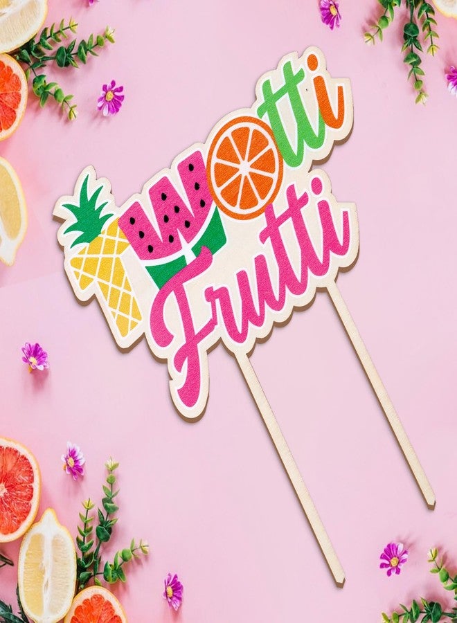 CORNER LACE Twotti Frutti Wooden Cake Topper, Fruit Themed 2nd Birthday Cupcake Pick Two Years Old Party Decoration Supplies - Image 5
